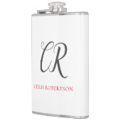 Calligrafie Monogram Naam Zwart Grijs Aangepast ge Heupfles (Links)