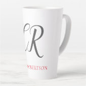 Calligrafie Monogram Naam Zwart Grijs Aangepast ge Latte Mok (Rechterhoek)