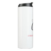 Calligrafie Monogram Naam Zwart Grijs Aangepast ge Thermosbeker (Gedraaid links)