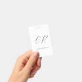 Calligrafie Monogram Naam Zwart Wit Aangepast Badge (Handheld)