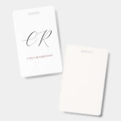 Calligrafie Monogram Naam Zwart Wit Aangepast Badge (Voor- en achterkant)