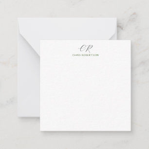 Calligrafie Monogram Naam Zwart Wit Aangepast Cade Notitiekaartje