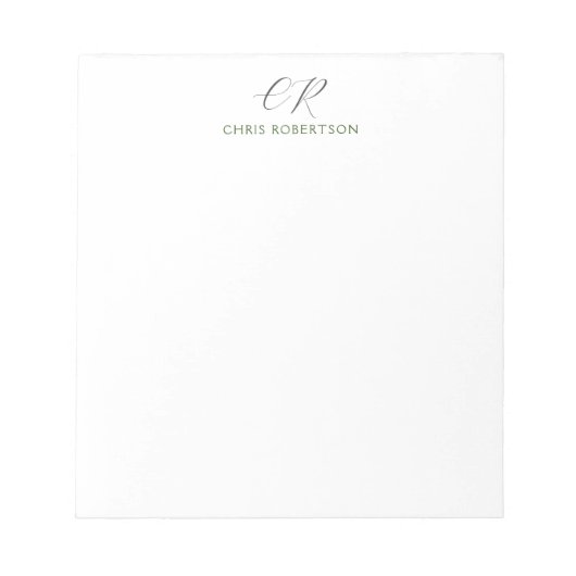 Calligrafie Monogram Naam Zwart Wit Aangepast Notitieblok (Voorkant)
