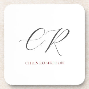 Calligrafie Monogram Naam Zwart Wit Aangepaste Gif Bier Onderzetter