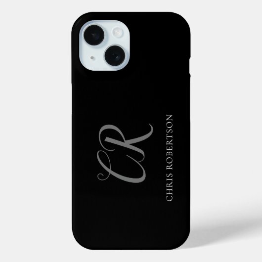 Calligrafie Monogram Naam Zwart Wit Aangepaste Gif Case-Mate iPhone Case (Achterkant)