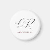 Calligrafie Monogram Naam Zwart Wit Aangepaste Gif Magneet (Voorkant)