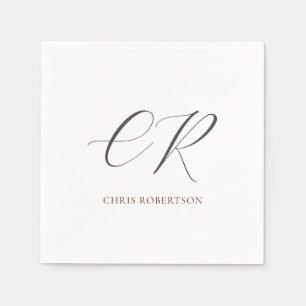 Calligrafie Monogram Naam Zwart Wit Aangepaste Gif Servet