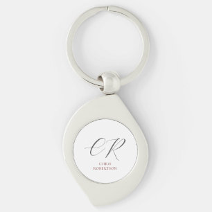 Calligrafie Monogram Naam Zwart Wit Aangepaste Gif Sleutelhanger