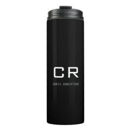 Calligrafie Monogram Naam Zwart Wit Aangepaste Gif Thermosbeker