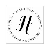 Calligrafie-monogram Ronde Retouradres Zelfinktende Stempel (Design)
