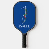 Calligrafie monogram waterverf letter I blauw Pickleball Paddle (Achterkant)