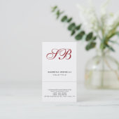 Calligrafie Monogram White Cute Visitekaartje (Staand voorkant)