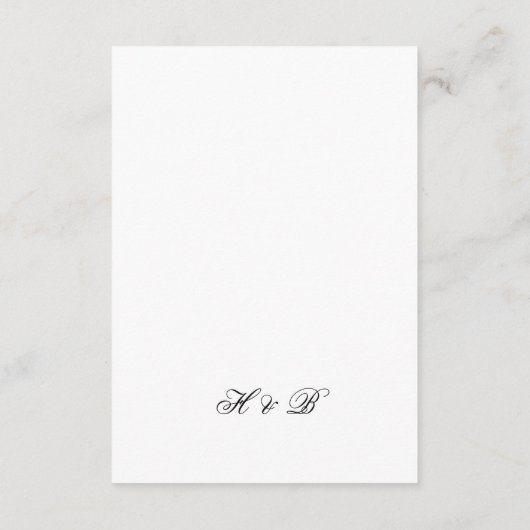 Calligrafie Monogram zwart-wit formeel huwelijk Informatiekaartje (Achterkant)