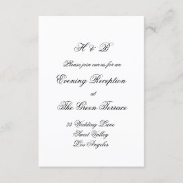 Calligrafie Monogram zwart-wit formeel huwelijk Informatiekaartje