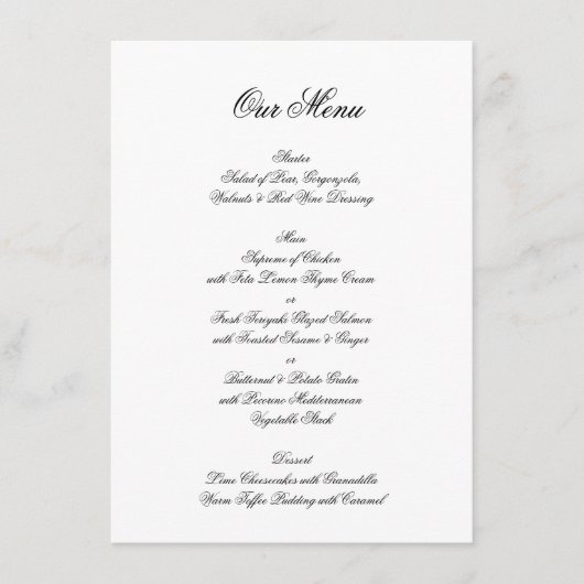 Calligrafie Monogram zwart-wit formeel huwelijk Menu (Voorkant)