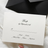 Calligrafie Monogram zwart-wit formeel huwelijk RSVP Kaartje
