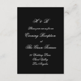 Calligrafie Monogram Zwart & Wit Formele Bruiloft Informatiekaartje