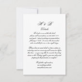 Calligrafie Monogram zwart-wit - Formele gegevens RSVP Kaartje (Voorkant)