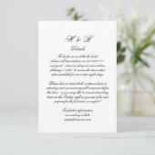 Calligrafie Monogram zwart-wit - Formele gegevens RSVP Kaartje (Staand voorkant)