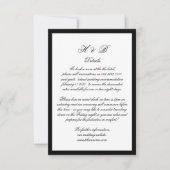 Calligrafie Monogram zwart-wit - Formele gegevens RSVP Kaartje (Voorkant)