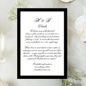 Calligrafie Monogram zwart-wit - Formele gegevens RSVP Kaartje