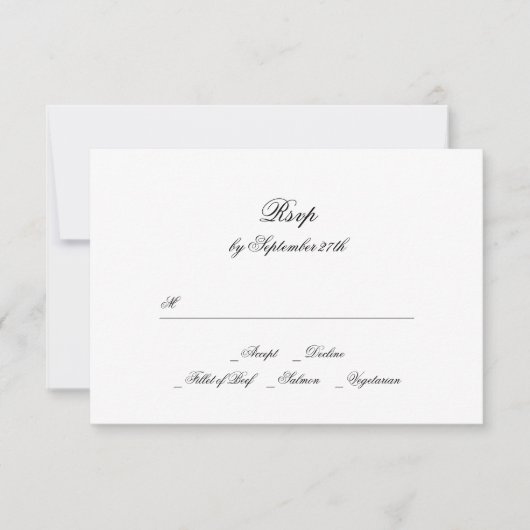Calligrafie Monogram zwart-wit klassieke bruiloft RSVP Kaartje (Voorkant)