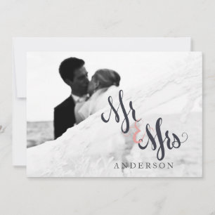 Calligrafie Mr & Mrs Wedding Bedankt Fotokaart