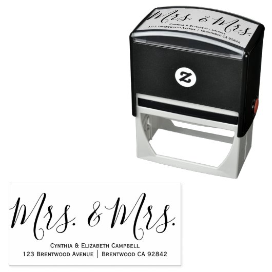 Calligrafie Mrs. & Mrs Personalized Rubber Stamp Zelfinktende Stempel (In situ)