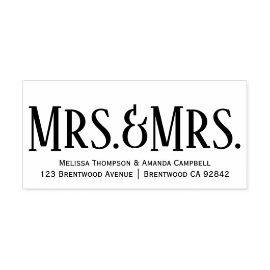 Calligrafie Mrs. & Mrs Personalized Rubber Stamp Zelfinktende Stempel (Design)