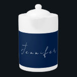 Calligrafie naam professional plain donkerblauw theepot<br><div class="desc">Eenvoudig minimalistische Design. Ze zijn allemaal eenvoudig,  aantrekkelijk,  uniek.</div>