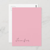 Calligrafie naam professionele effen roze vrouweli briefkaart (Voorkant / Achterkant)