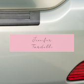 Calligrafie naam professionele effen roze vrouweli bumpersticker (Op auto)