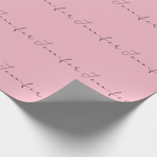 Calligrafie naam professionele effen roze vrouweli cadeaupapier (Hoek)