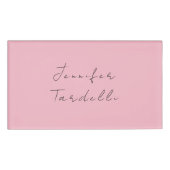 Calligrafie naam professionele effen roze vrouweli naambadge (Voorkant)
