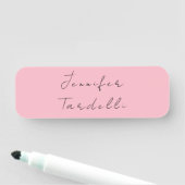 Calligrafie naam professionele effen roze vrouweli naamplaatje (In situ)
