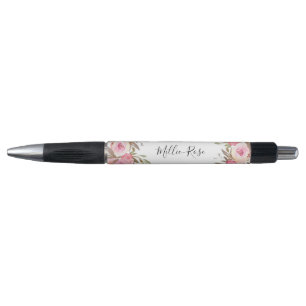 Calligrafie Naam Roze Floral Feminine Pen
