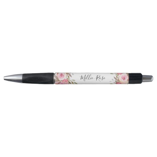 Calligrafie Naam Roze Floral Feminine Pen (Voorkant)
