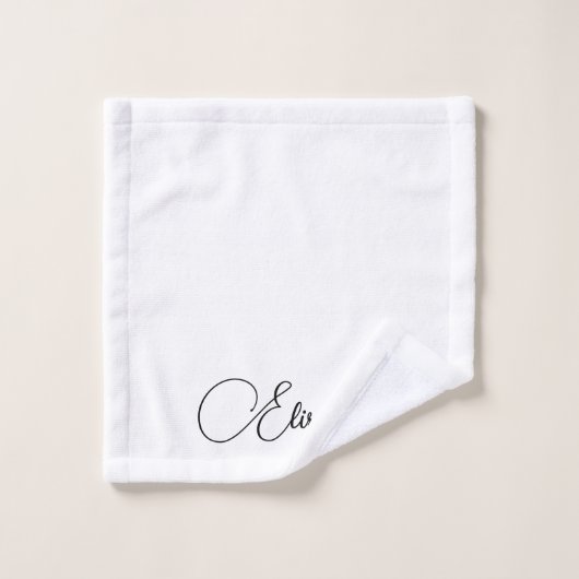 Calligrafie Naam Zwart Wit Aangepaste Sjabloon Washandje (Wasdoekje)