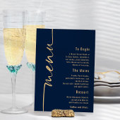 Calligrafie Navy Blue Gold Wedding Menu Poster