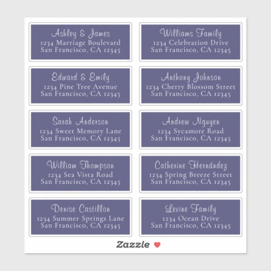 Calligrafie Navy Blue Wedding Guest Adresetiketten Sticker (Vel)