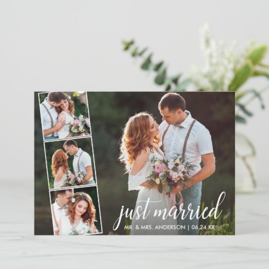 Calligrafie Net getrouwd 4 Foto Aankondiging (Staand voorkant)