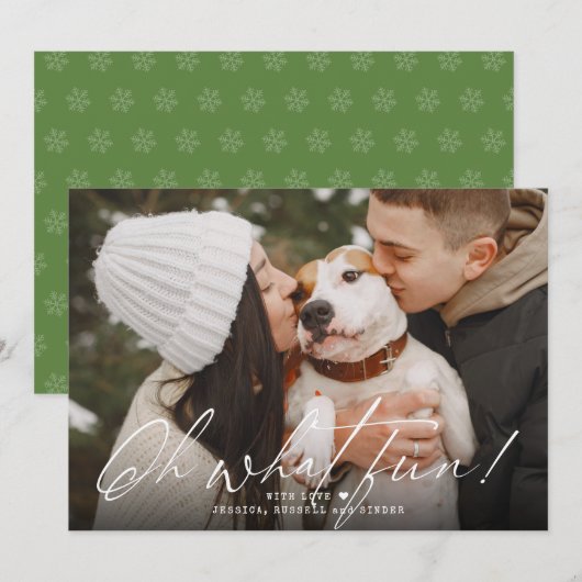 Calligrafie Oh Wat een leuke foto Feestdagenkaart (Voorkant / Achterkant)