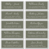 Calligrafie Olive Green Guest Adresetiketten Sticker (Voorkant)