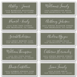 Calligrafie Olive Green Guest Adresetiketten Sticker