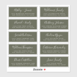 Calligrafie Olive Green Guest Adresetiketten Sticker