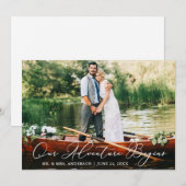 Calligrafie Ons avontuur begint met bruiloft foto Bedankkaart (Voorkant / Achterkant)