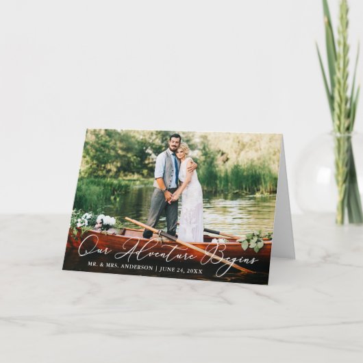 Calligrafie Ons avontuur begint met weduwschap Bedankkaart (Voorkant)