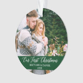 Calligrafie Ons eerste kerstpaar groen Ornament (voorkant)