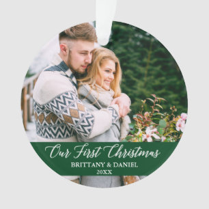 Calligrafie Ons eerste kerstpaar groen Ornament