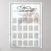 Calligrafie Overlay Photo Wedding Seding Chart Poster (Voorkant)